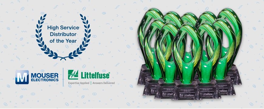 Zum 10.Mal: Mouser Electronics von Littelfuse als globaler Distributor des Jahres ausgezeichnet